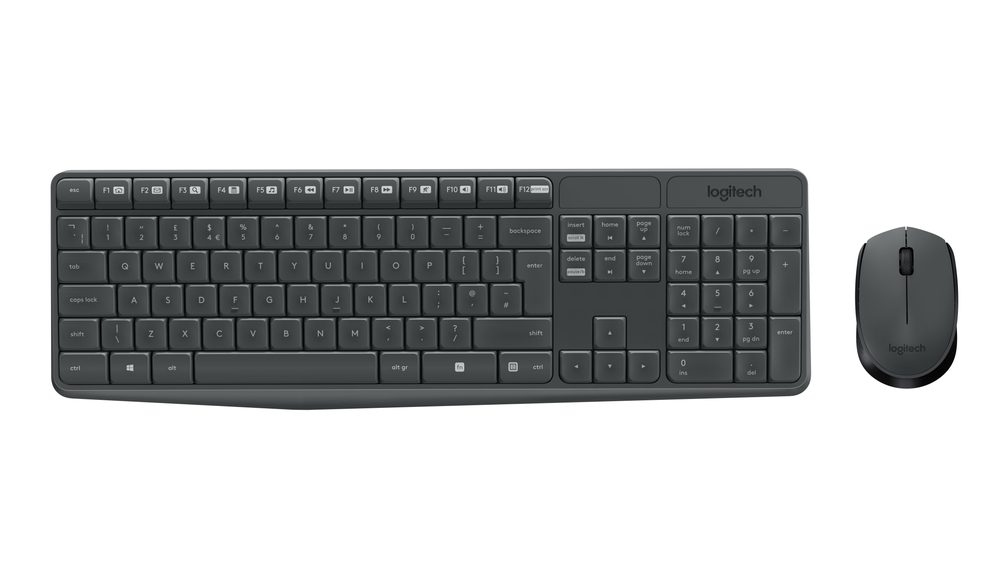 Logitech MK235 Wireless Mouse & Keyboard Combo - Black. Spill-resistant keyboard, smooth mouse, long battery life, one USB nano receiver