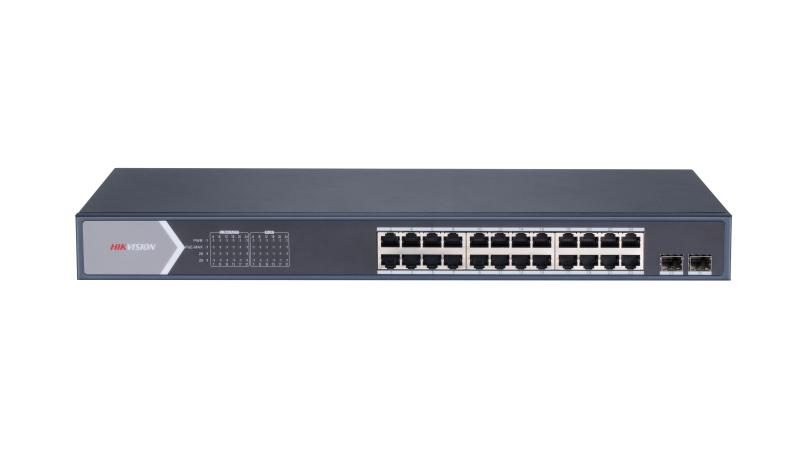 Hikvision Security Hikvision L2  Smart Managed  24 Gigabit PoE ports  2 Gigabit SFP ports  802.3af/at    PoE power budget 370W  max