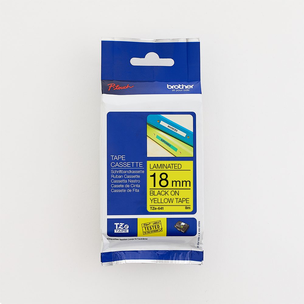 Brother 18MM Black on Yellow Laminated tape