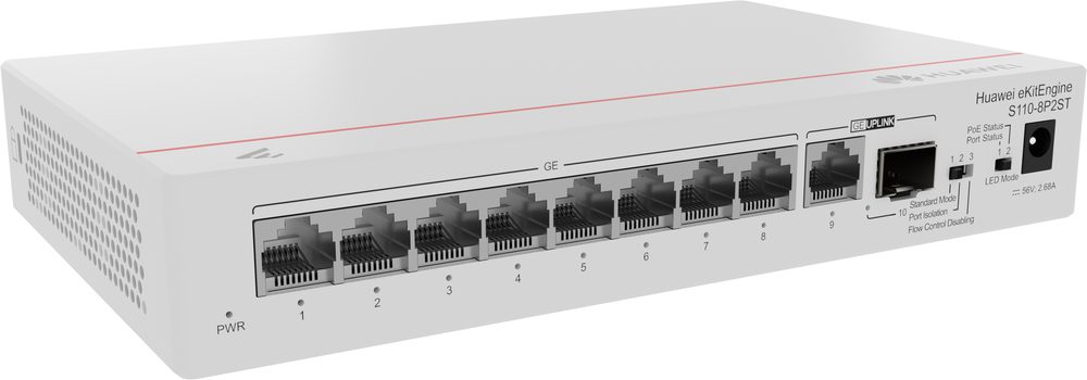 Huawei Soho S110-8P2ST 8\*10/100/1000BASE-T ports PoE+ 1\*GE SFP port   1\*10/100/1000BASE-T port