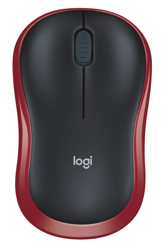 Logitech Wireless Mouse M185 (RED) Nano USB receiver 3 buttons optical tracking with wheel 10m range