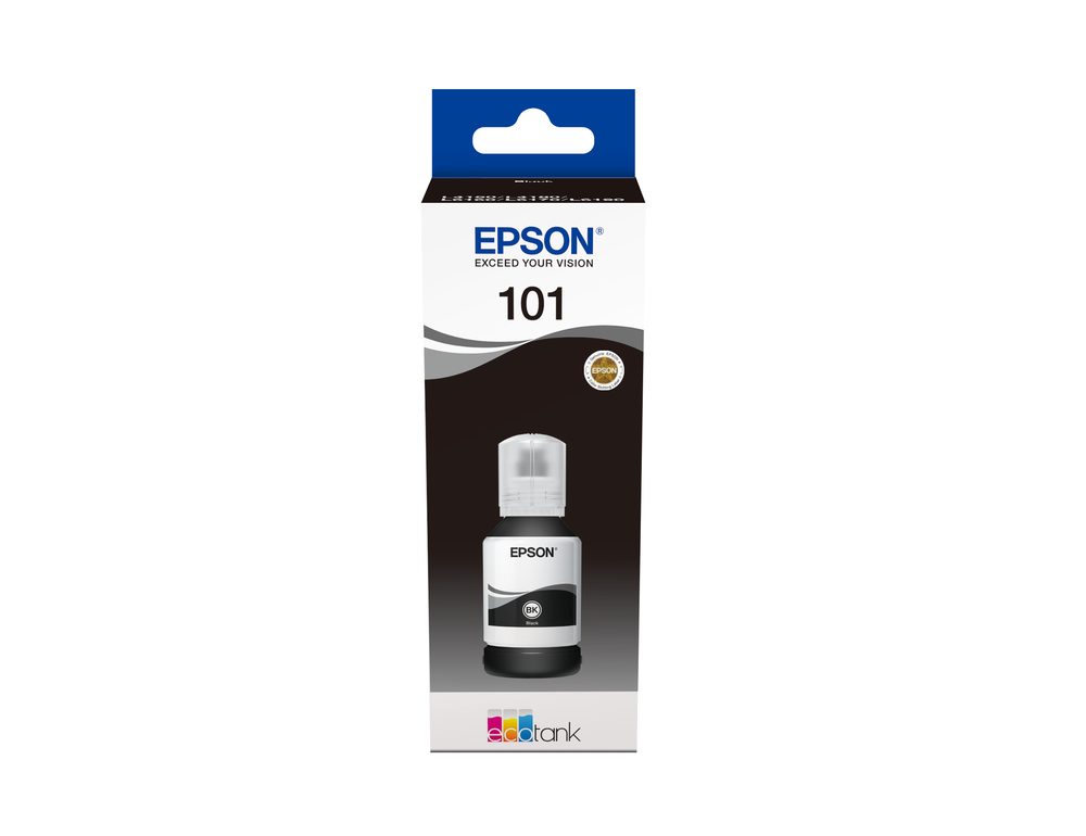 Epson 101 Ink Bottles Black 127ml Ecotank L4150 / L4156 / L4160 / L4260 /   L6160 / L6170 / L6176 / L6190 / L6270 / L6290 / L6370 / L14150 7500 pages