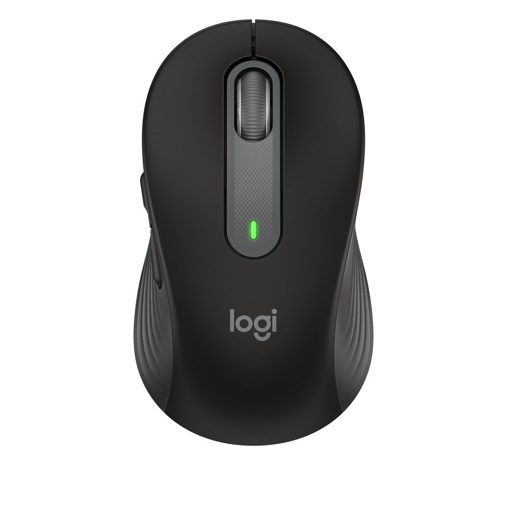 Logitech M650 Signature Bluetooth Mouse Graphite SmartWheel scrolling with quiet clicks and customizable side buttons. Dual wireless via Bluetooth or Logi Bolt receiver. Ergonomic design and up to 24-month battery life.