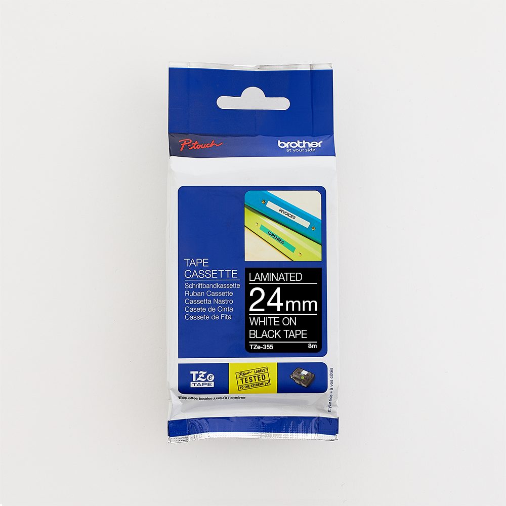 Brother 24MM White on Black Laminated tape