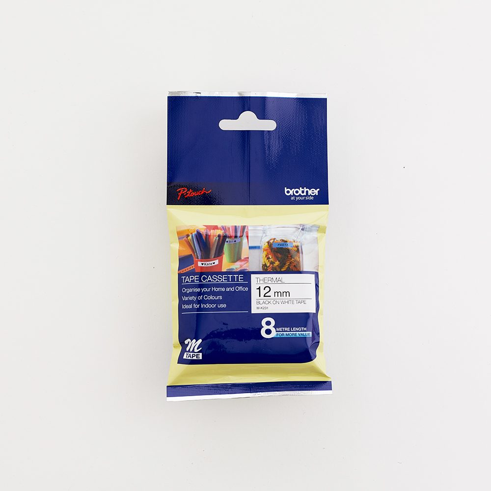 Brother Non Laminated Tape 8M X 12MM Black On White