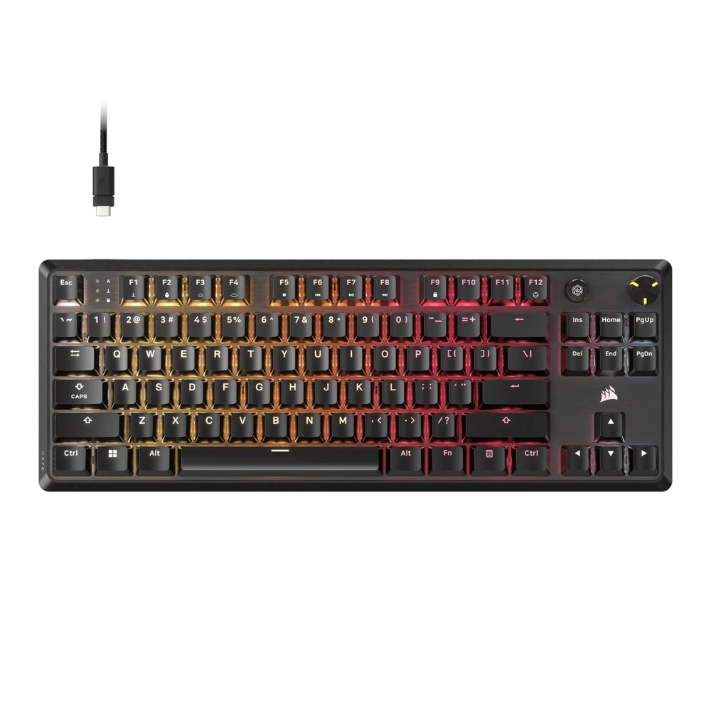 Corsair K70 CORE TKL RGB Mechanical Gaming Keyboard - CORSAIR MLX Red v2 Linear Switches - Sound Dampening - Rotary Dial