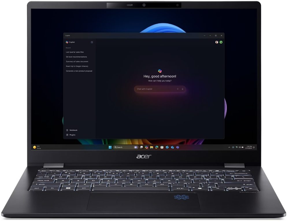 Acer TMP614-54T-TCO-72H5  Intel Core Ultra 7 Processor 268V 14" WUXGA IPS Touch UMA No External Video Memory 32GB LPDDR5X Memory 1024GB PCIe NVMe SSD Wi-Fi7+BT Wi-Fi 7 2x2 BE+BT | FP_MOC_Power 65Wh Li-ion Battery | 100W TypeC Adapter (PCR50%_TCO10_logo) ACB040 Acer USB TYPE-C TO Giga LAN CABLE 3 Years On Site Windows 11 Pro 4711474796387