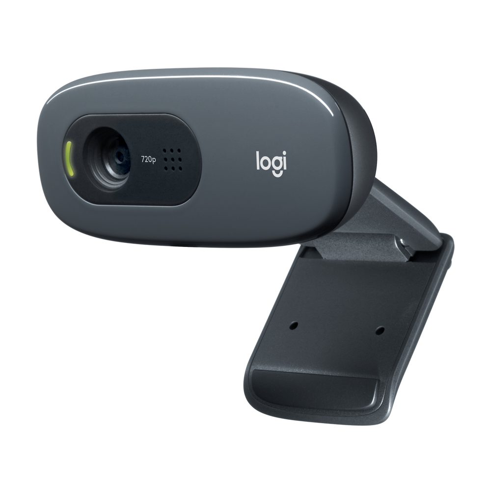 Logitech C270 HD 720p video with auto light correction and noise-reducing mic. Universal clip fits monitors and laptops.