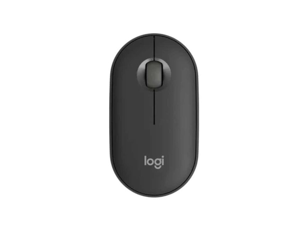 Logitech Pebble Mouse 2 M350s Slim, compact Bluetooth mouse with a customizable button.