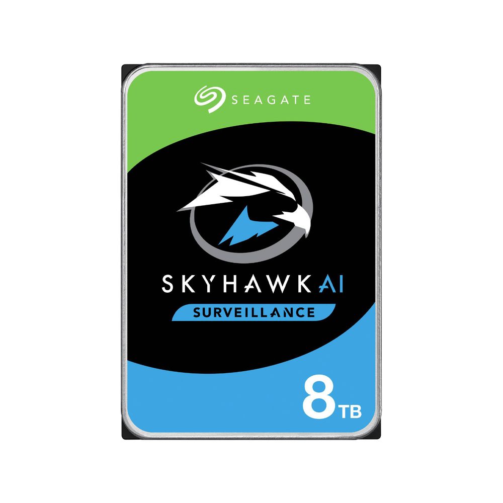 Seagate Skyhawk AI ST8000VE001. 8TB 3.5'' HDD Surveillance Drives; SATA 6GB/s Interface; 256MB Cache; RPM: 7200; 4KN