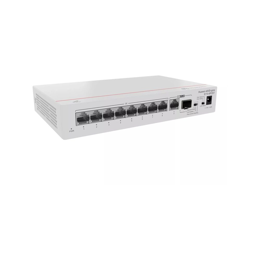 Huawei eKitEngine S110-8P2ST 8-Port Gigabit PoE+ Unmanaged Switch (124W) with 1x GE and 1x SFP Uplink