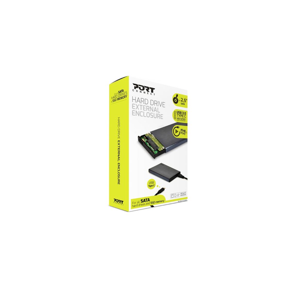 Port Connect 2.5" USB-C External HDD Enclosure Black