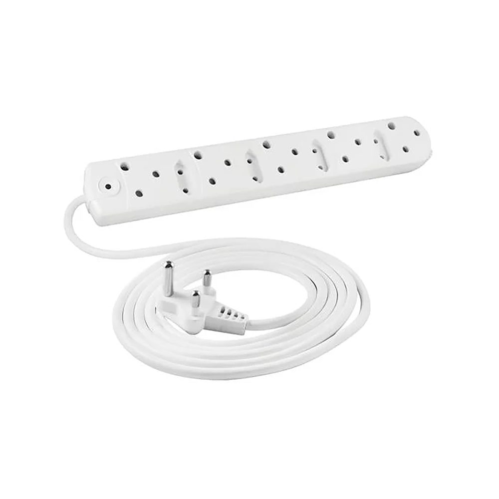 Zone 5 Way Low Cost Power Duct 16A + 3M PVC White Crabtree M/PLUG U/SW + O/L C2035/3P