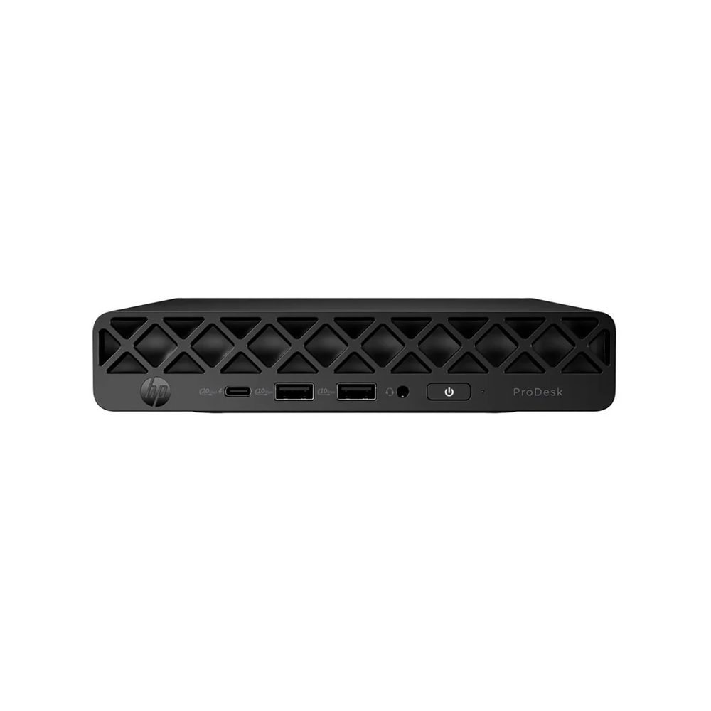 HP ProDesk 4 Mini G1i , Intel® Core™ Ultra 7 265 Processor (30M Cache, up to 5.3GHz) , 16GB DDR5-5600 (1x16GB) - 2 SLOTS / MAX 64 GB , 512GB M.2 2280 PCIe NVMe Value SSD , No Optical Drive , Intel® Graphics , Windows® 11 Pro x64 , Intel® I219-LM Gigabit Network Connection + Intel AX211 Wi-Fi 6E +Bluetooth 5.3 , Front: (1) USB Type-C (20Gbps), (2) USB Type-A (10Gbps), (1) headphone/microphone combo ; Rear: (3) USB Type-A (5Gbps), (1) HDMI 2.1, (1) RJ-45, (2) DisplayPort 2.1 , (1) M.2 PCIe 2230 (For WLAN), (2) M.2 PCIe 2280 (For storage) , HP USB 125 Keyboard + HP 125 Wired Mouse , 3Yr Onsite
