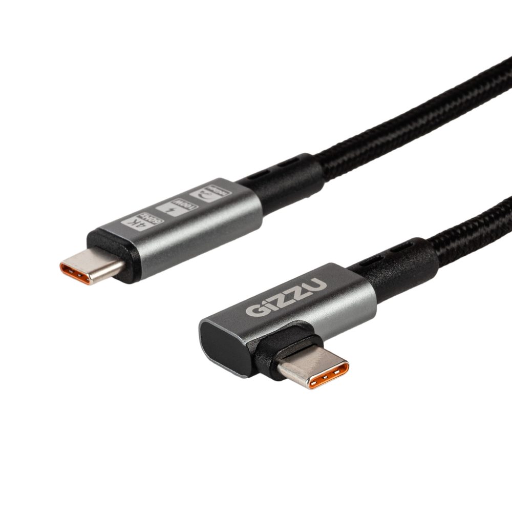 Gizzu Type-C 3.2 to Type-C 10Gbps 100W Angled Cable 1M Poly