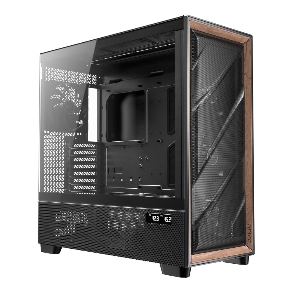 Antec FLUX PRO E-ATX | ATX | Micro-ATX | ITX Full-Tower Gaming Chassis Wood Front Panel- Black