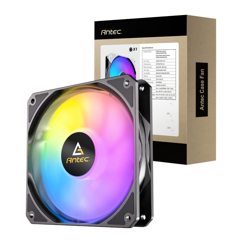 Antec P12 PWM 120mm ARGB Reverse Case Fan Black