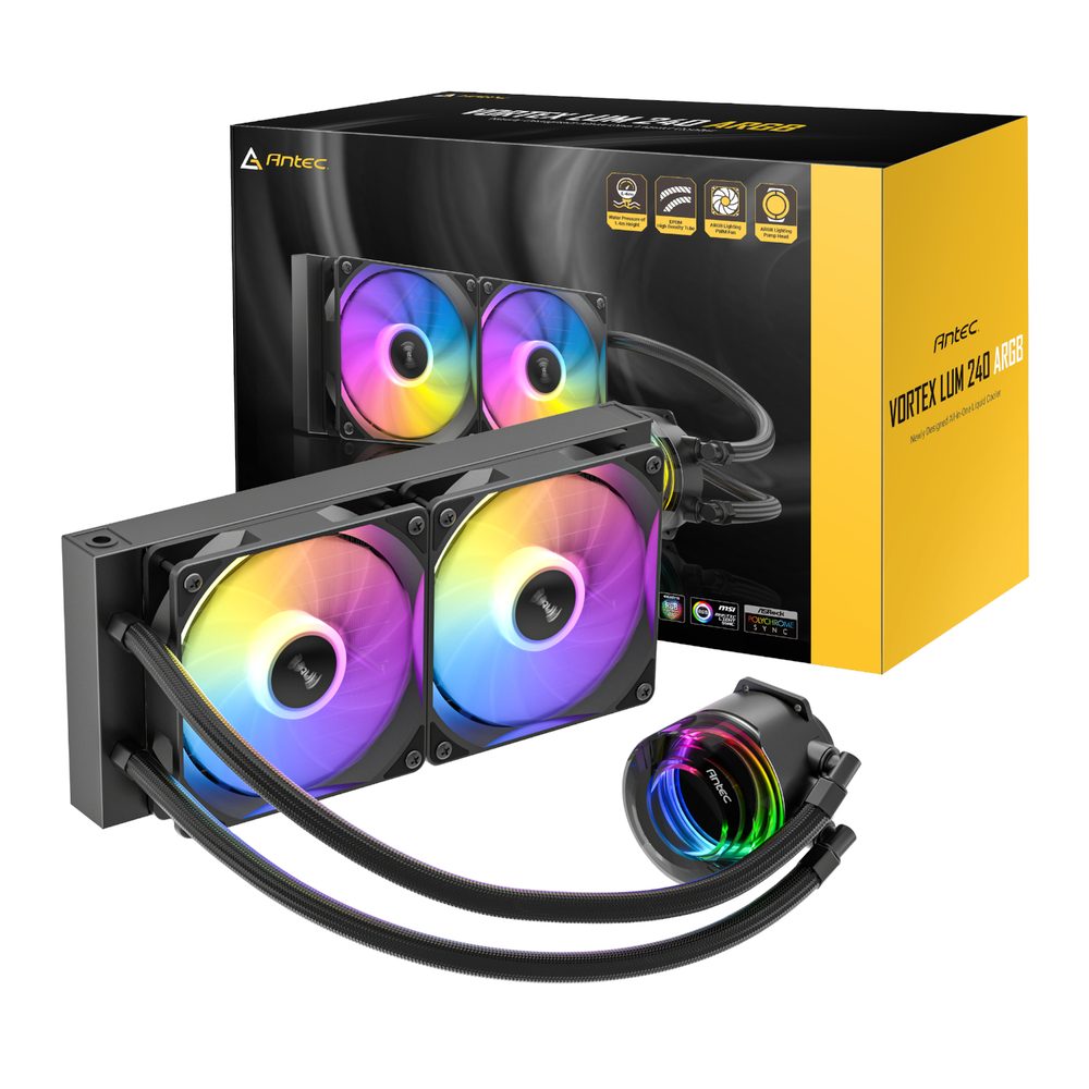 Antec Vortex LUM 240 ARGB CPU Liquid Cooler Black