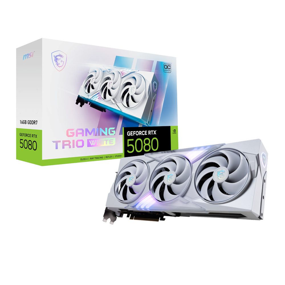 MSI Nvidia GeForce RTX 5080 GAMING TRIO OC 16GB GDDR7 Graphics Card - White