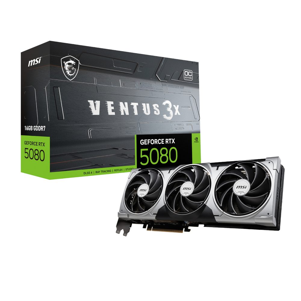 MSI Nvidia GeForce RTX 5080 VENTUS 3X OC 16GB GDDR7 Graphics Card