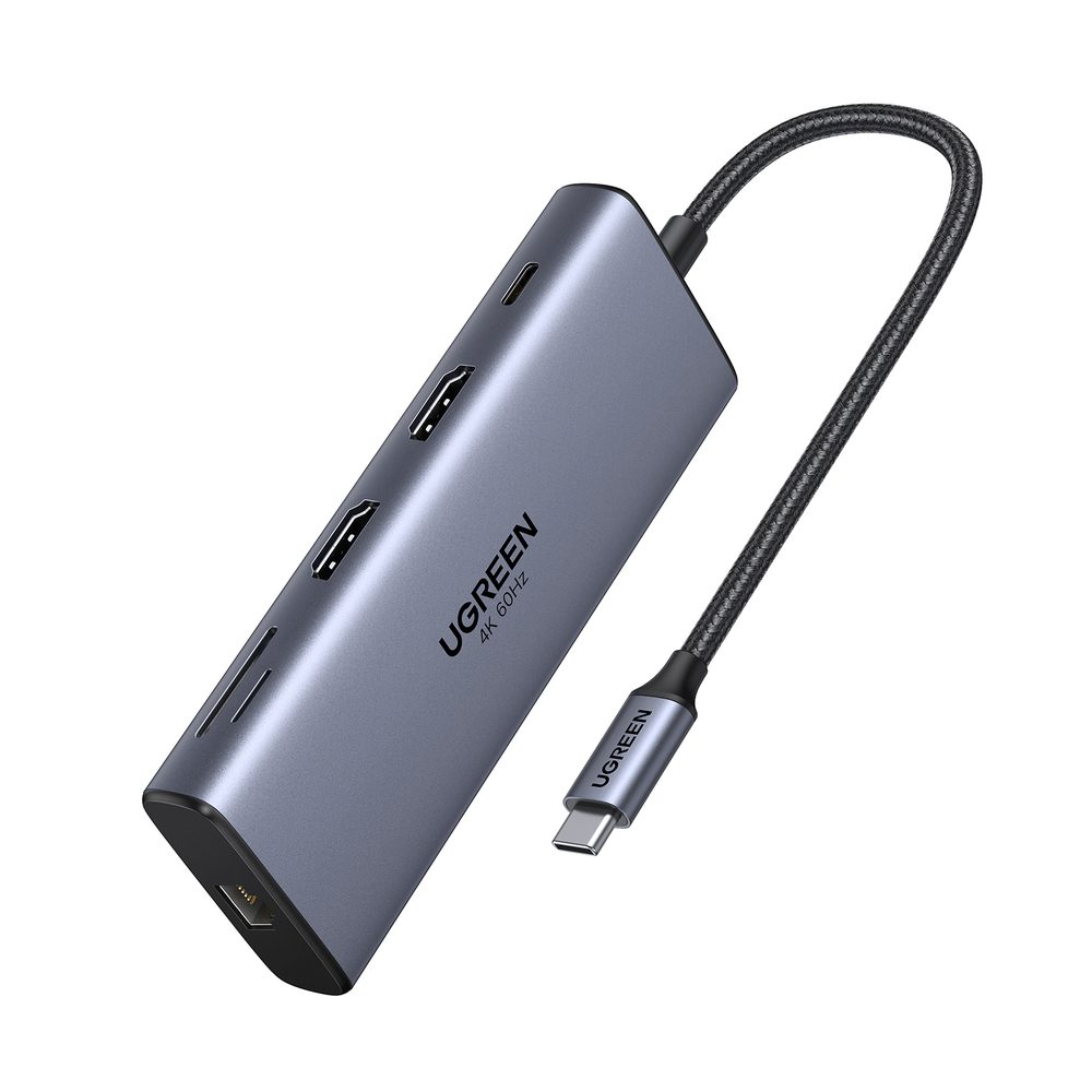 UGREEN USB-C to 2*HDMI + USB-A3.2 + 2*USB-C3.2 + USB-A3.0 + SD/TF + RJ45 + PD 4K@60Hz Dock