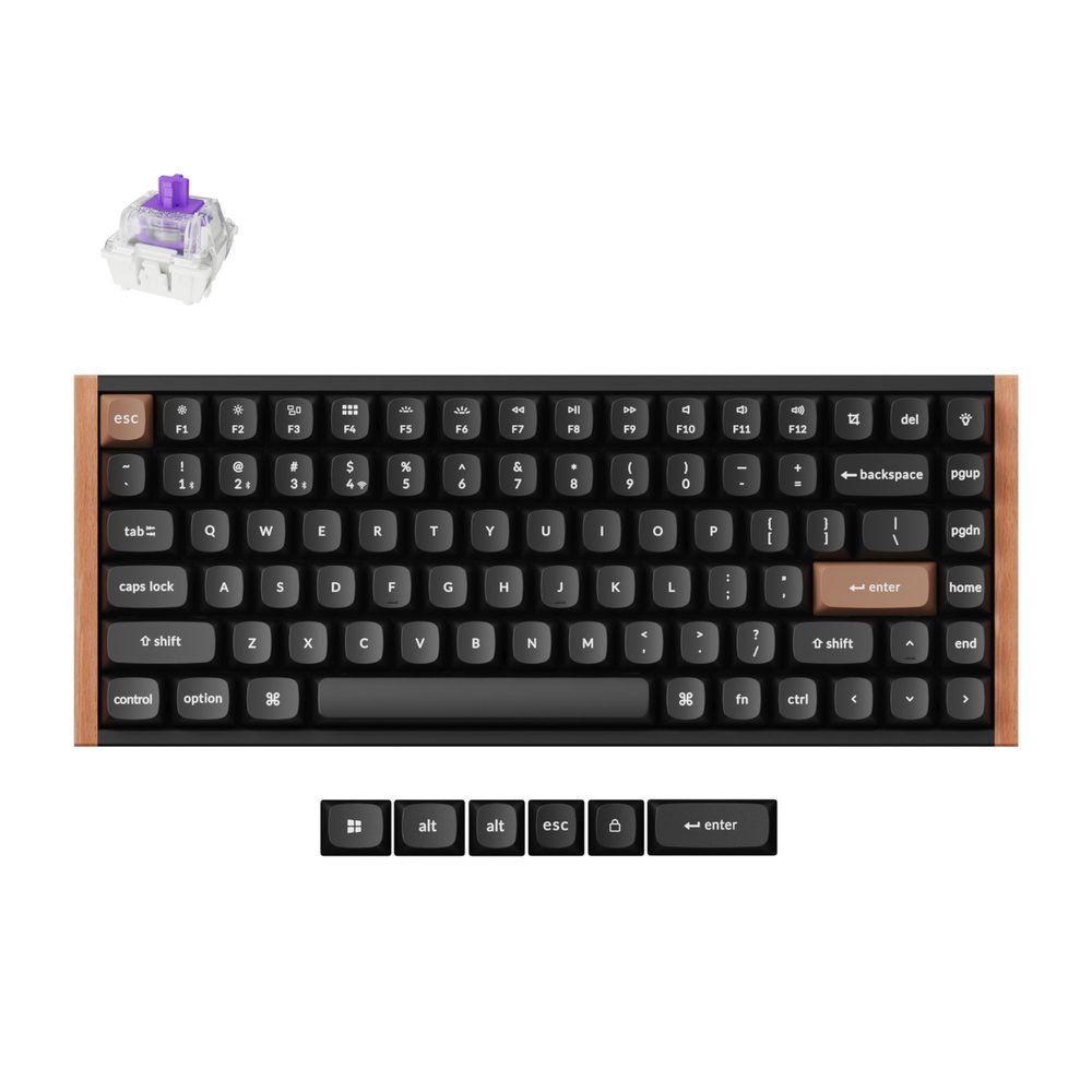 Keychron K2 HE 75% Magnetic Switch Hot-Swap Gateron Dbl-Rail Nebula Switch RGB Wireless Keyboard - Black (Wood + Al)
