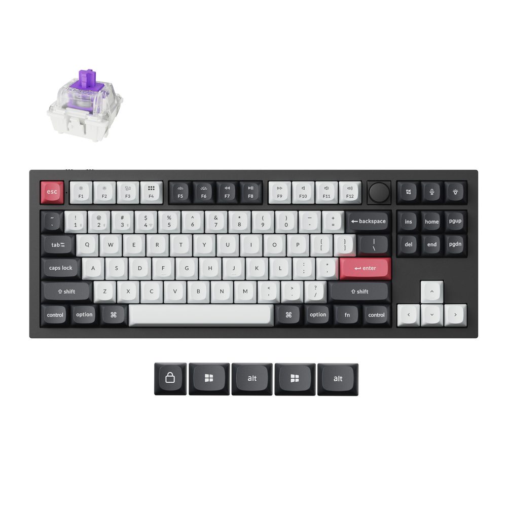 keychron Q3 HE ANSI 80% TKL 87 Key Carbon BlackOSA Full Assembled Knob Magnetic Switch RGB Hot-Swap Gateron Double-Rail Magnetic Nebula Switch Wireless / Wired / 2.4GHz Normal Profile QMK Custom Keyboard