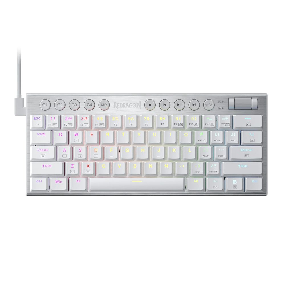 REDRAGON Horus Mini 61Key Red Switch RGB Low Profile Gaming Mechanical Keyboard - White