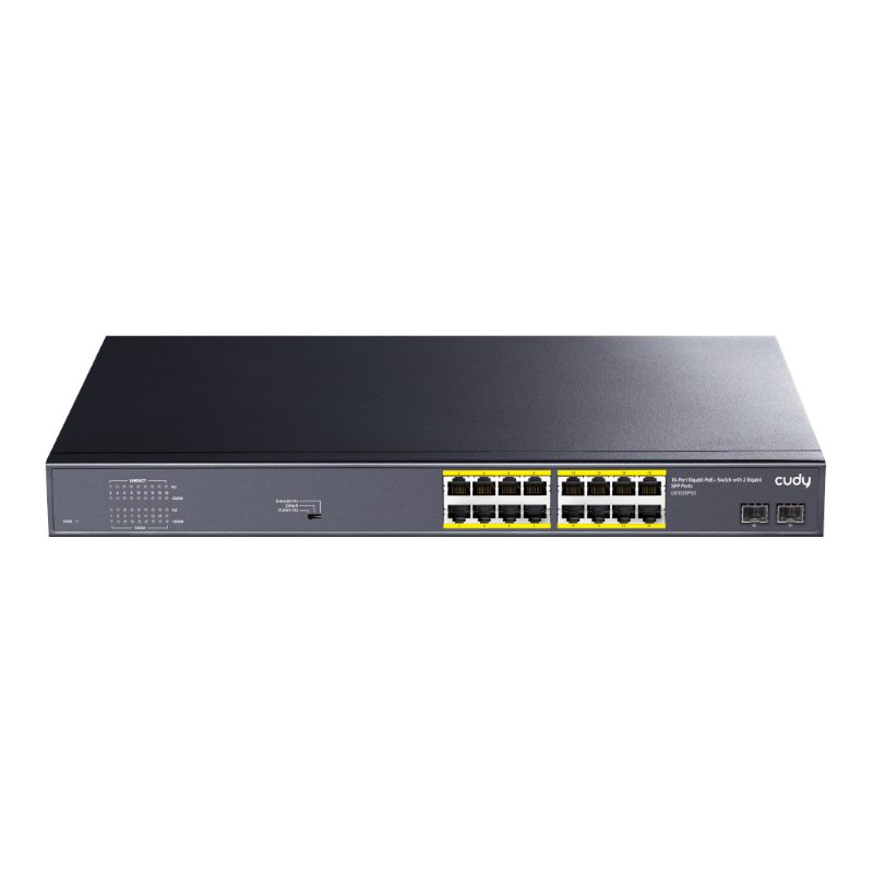 Cudy 16-Port Gigabit Unmanaged PoE+ Switch with 2 Gigabit SFP ports 200W - Rack Mount