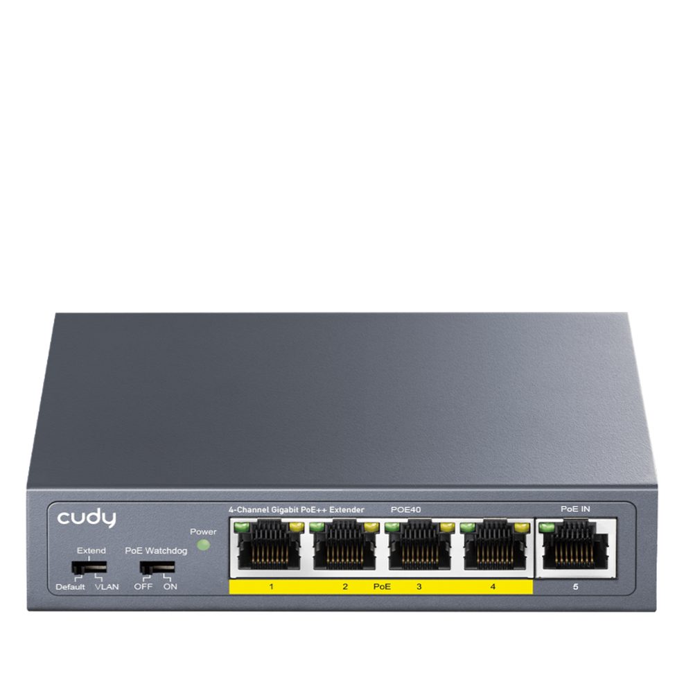 Cudy 4 Channel Gigabit PoE++ Extender 1 x PoE++ Input port 4 x PoE+/PoE Output Ports 60W Switch