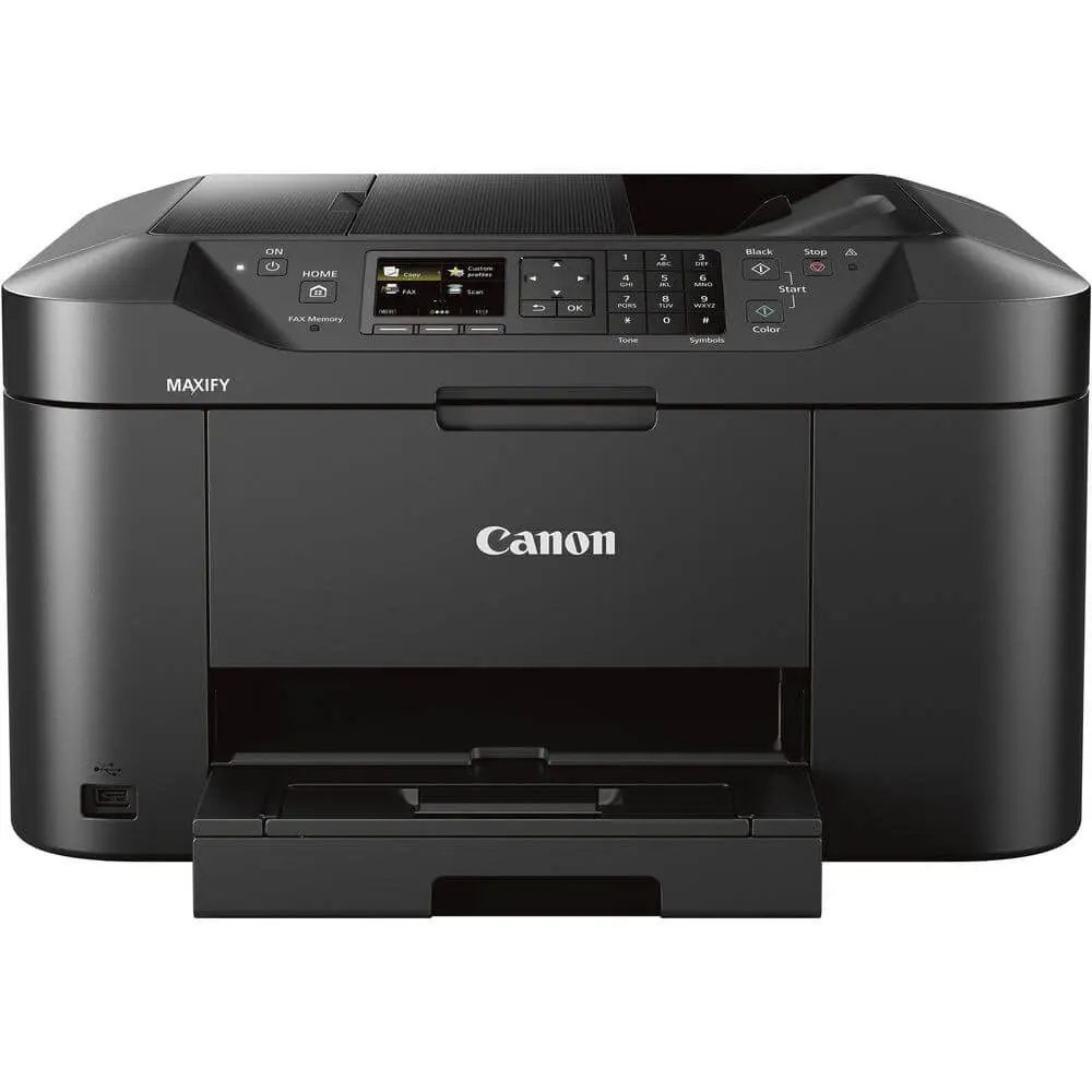 Canon MB2140 InkJet Maxify business range A4, A4 MFP, Print, Copy, Fax and Scan. 19 ipm mono, 13 ipm colour, 600 x 1200 print resolution, 1200 x 2400 dpi scan resolution,  250 sheet paper handling, 50 Sheet ADF, Automatic duplex,  USB, Wi-Fi, Smartphone and Tablet print,  Scan to Cloud, scan to USB, Quick first print of 6 seconds. - 4 ink system, ,(BK, C, M, Y).   Uses PGI -1400 BK, C, M and Y XL cartrdiges  SNMP AND SMTP SUPPORT