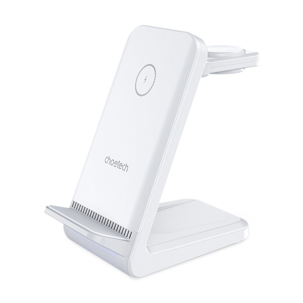 Choetech Fast Wireless 4 In 1 Magnetic Charging Stand T608-F 15W - White. Charge two phones and a smartwatch simultaneously with secure magnetic alignment. Its sleek stand enables fast, clutter-free charging while keeping devices organized and ready to use . Features: Fast charge up to 15W. Magnetic wireless charger. 4 in 1 design. Qi2 Certified. Dual mobile phone & watch charging stand. Interface: USB C. Warranty: 2 Year
