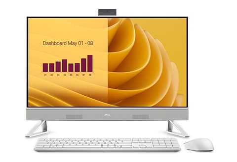 Dell 27 AIO EC27250: Intel Core 7-150U (12MB cache, up to 5.4 GHz), 27.0" FHD(1920x1080) Wide View Touch, 32GB (2x16GB) 5200MT/s DDR5, 1TB SSD PCIe NVMe M.2Intel Graphics, Camera & Microphone 5MP IR Tilt Camera, Intel Dual Band Wireless AX211+ Bluetooth, Dell KM5221W Wireless Keyboard and Mouse, Power Supply 130W, Operating System Windows 11 Pro, Service 3 Year ProSupport, Colour Pearl White