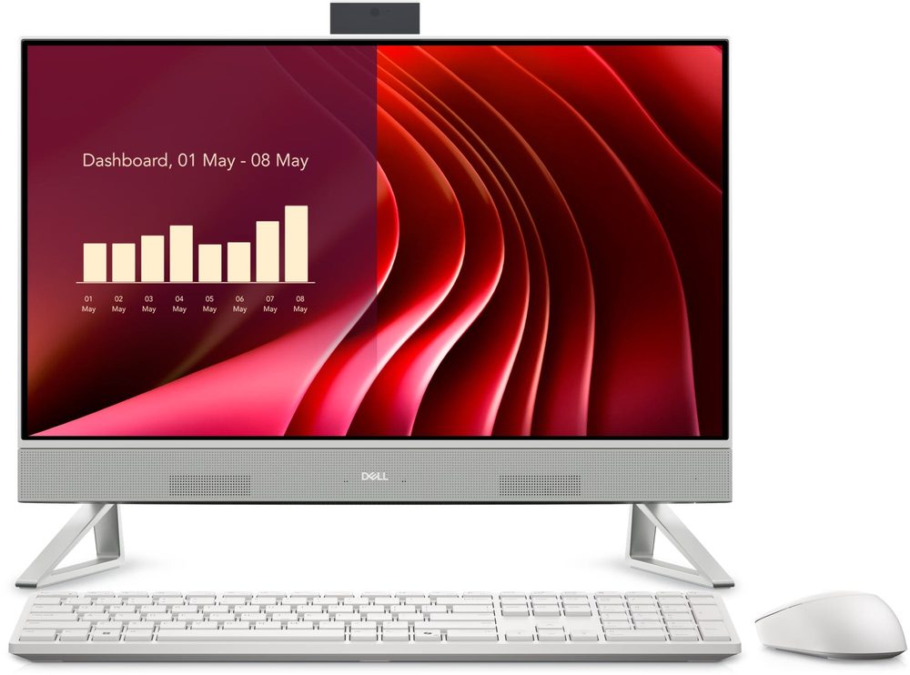 Dell 24 AIO EC24250:Intel Core i5-1334U (12M Cache, up to 4.6 GHz), 23.8" FHD (1920x1080) Antiglare, 16GB 5200MT/s DDR5,512GB SSD PCIe NVMe M.2, Graphics Intel UHDGraphics,Camera & Mirophone 5MP IR Tilt Camera, Intel Dual Band Wireless AX211+ Bluetooth,Dell KM5221W Wireless Keyboard and Mouse,Power Supply 90W, Operating System Windows 11 Pro, Service 3 Year ProSupport, Colour Pearl White