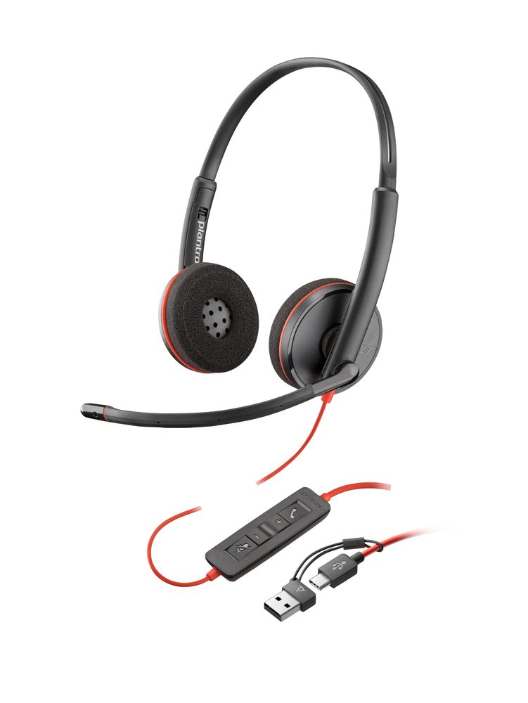 HP Poly Blackwire 3210 Monaural USB-C Headset +USB-C/A Adapter