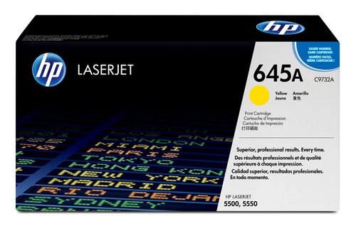 HP 645A CLJ 5500 Yellow Print Cartridge Approximately Cartridge Yield 12 000 PGS Based on 5% Coverage