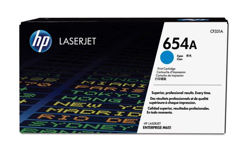 HP 654A Cyan Toner Cartridge