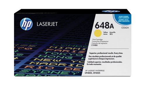 HP 648A LaserJet CP4525/CP4025 Yellow Print Toner Cartridge Prints Approximately 11 000 PGS Using theE ISO/IEC 19798 Yield Standard