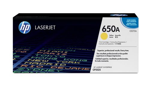 HP 650A Color LaserJet CP5525 Yellow Print Toner Cartridge Prints Approximately 15 000 PGS Using the  ISO/IEC 19798 Yield Standard