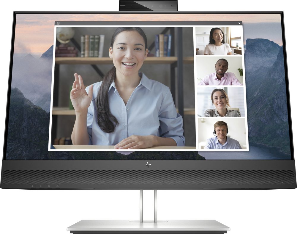 HP E24mv G4 23.8" FHD Conferencing Monitor - On-screen Controls; Low Blue Light Mode; Dual Speakers (2W Per Channel); Anti-glare; IR Webcam; Height Adjust/Tilt/Swivel/Pivot - Aspect Ratio 16:9 - Ports 1x VGA; 1x HDMI 1.4; 1x DisplayPort 1.2; 4x USB-A 3.1 Gen 1 - SEA FREIGHT