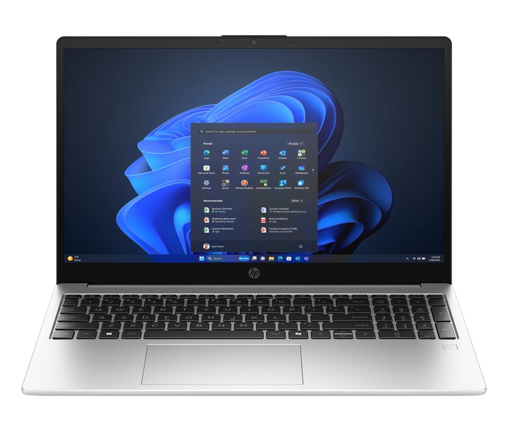 HP 250R 15.6 inch G10 Notebook PC/UMA 7 150U DDR5 / 15.6 FHD AG SVA 250 / 8GB 1D DDR5 5200 SODIMM Memory / 512GB PCIe NVMe Value / Windows 11 Pro 64 / 1 Year warranty / Flint Opaque kbd TP Imagepad Numeric Keypad Keyboard/ Wi-Fi 6 +Bluetooth 5.4 with 2 Antenna for Plastic Cover / Turbo Silver  w/HD Webcam Fingerprint