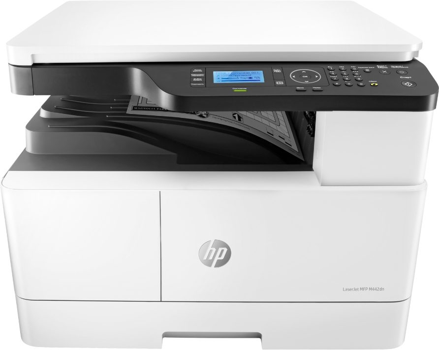 HP LaserJet MFP M442dn Print, Copy, Scan to 24 PPM ; Black (A3, Normal): Up to 12 PPM, Monthly Duty Cycle: Up to 50,000 Pages Per Month (A4); Recommended Monthly Page Volume: 2,000 to 5,000.350 Sheets (Standard); 600 Sheets (Maximum) with the Optional 250-Sheet Tray as Service Part only, Output Capacity: 250 Sheets, Built-in Ethernet Networking. Automatic Duplex Printing and Copying. Memory 128MB.Supplies: W1335A HP 335A; W1335X HP 335X