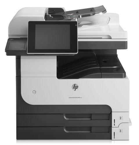 HP LaserJet Enterprise 700 MFP M725dn 3in1, Print, Copy, Scan, 10-30 Users,  Prints up to 41ppm A4 mono, 100 sheet ADF, 2 x 250 input trays, 250-sheet output bin, integrated NIC, walk up USB input to print or save from drive, A4/A3, digital sending, Scan Up to 600 dpi, 8.0-in (20.3 cm) touchscreen; LCD (color graphics) Supplies: HP 14A Black Toner - CF214A