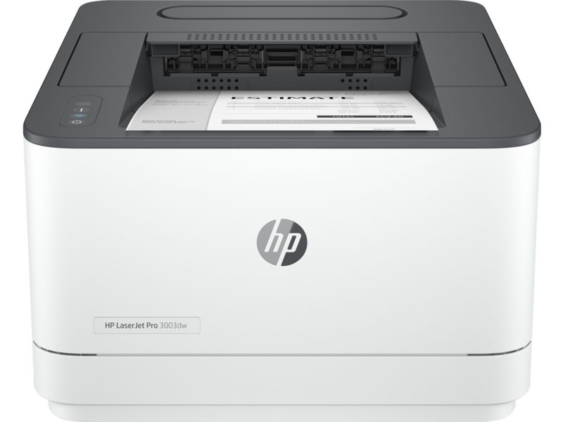 HP LaserJet Pro 3003dn Printer. Functions: Print. Print technology: Laser. Print speed: Up to 33 ppm Black (A4, normal); Up to 20 ipm Black (A4, duplex). Print resolution: Up to 1200 x 1200 dpi Black (best); Technology: 600dpi with Resolution Enhancement technology (REt); HP ProRes 1200. Monthly duty cycle: Up to 50,000 A4; Recommended monthly page volume: 350 to 2500 pages. Duplex printing: Automatic (standard). Processor speed: 800 MHz. Standard: Hi-Speed USB device
