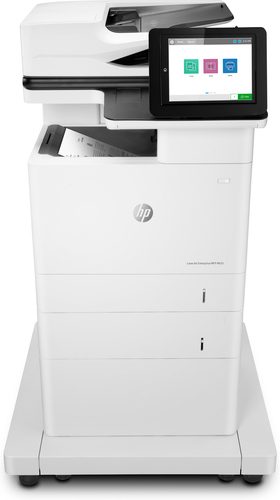 HP LaserJet Enterprise MFP M635fht  4-1 Mono Printer - Print, Copy, Scan and Fax. Black (A4, normal) Up to 61 ppm;Black (A4, duplex): Up to 50 ipm; HP PCL 6, HP PCL 5 (HP PCL 5 driver available from the Web only), HP postscript level 3 emulation, native PDF printing (v 1.7), Apple AirPrint. 20.3 cm  touchscreen. HP ePrint; Apple AirPrint; Mopria-certified; Google Cloud Print 2.0. Wireless optional. Built in Network. Automatic Duplex. Flatbed, ADF.  Supplies: W1470A HP 147A Black; W1470X