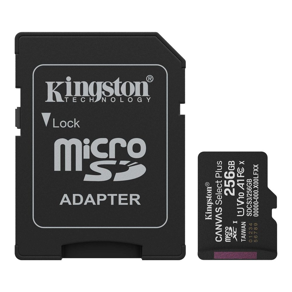 Kingston 256GB microSDXC Canvas Select Plus Gen3 150MB/s A1 Card + Adapter
