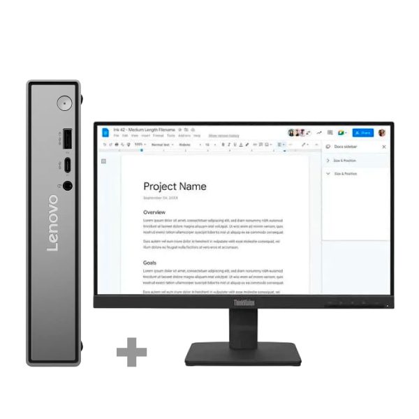 Lenovo Neo 50q G5 TinyTiny Core 5 210H 8GB DDR5 512GB SSD M.2 2280 NVMe G4 QLC Integrated Windows 11 Pro 64 Intel AX211 2x2AX 6E+BT VESA Mount Internal Speaker 90W AdapterUSB CLP US-ENGUSB CLP MOUSEPUB_FRA/ARA/ENG1Yr On-site  3Y On-site + Lenovo S22-4e 21.5 inch Monitor IPS panel 100HZ 1920 x 1080