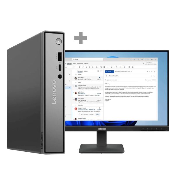 Lenovo Neo 50q G5 Tiny Core 5 210H 16GB DDR5 512GB SSD M.2 2280 NVMe G4 QLC Integrated Windows 11 Pro 64 Intel Wi-Fi 6E AX211 802.11ax 2x2 + BT5.3 VESA Mount Internal Speaker 90W Adapter USB CLP US-ENGUSB CLP MOUSEPUB_FRA/ARA/ENG 3Y On-site + Lenovo S24-4e 23.8 inch FHD Monitor 1920x1080