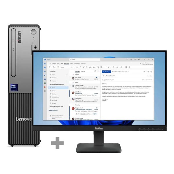 Lenovo Neo 50s G6SFF U5-22516GB DDR5 512GB SSD M.2 2280 NVMe G4 QLCIntegrated Windows 11 Pro 64 No DVD Intel AX211 2x2AX 6E+BT3-in-1 Card Reader Internal SpeakerUSB CLP US-ENGUSB CLP MOUSEPUB_FRA/ARA/EN 3Y On-site + Lenovo S24-4e 23.8 inch FHD Monitor 1920x1080.