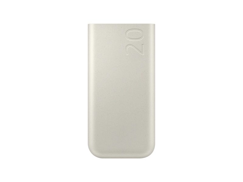 Samsung Powerbank - 20000mAh - Beige With super-fast charging 45W battery pack rapidly recharges compatible devices and itself when low. Equipped with PD 3.0 and USB-C for convenient on-the-go charging. Features: Super Fast Charging on-the-go. Recharge 3 device simultaneously. Green power, redefined. Warranty: 6 Months